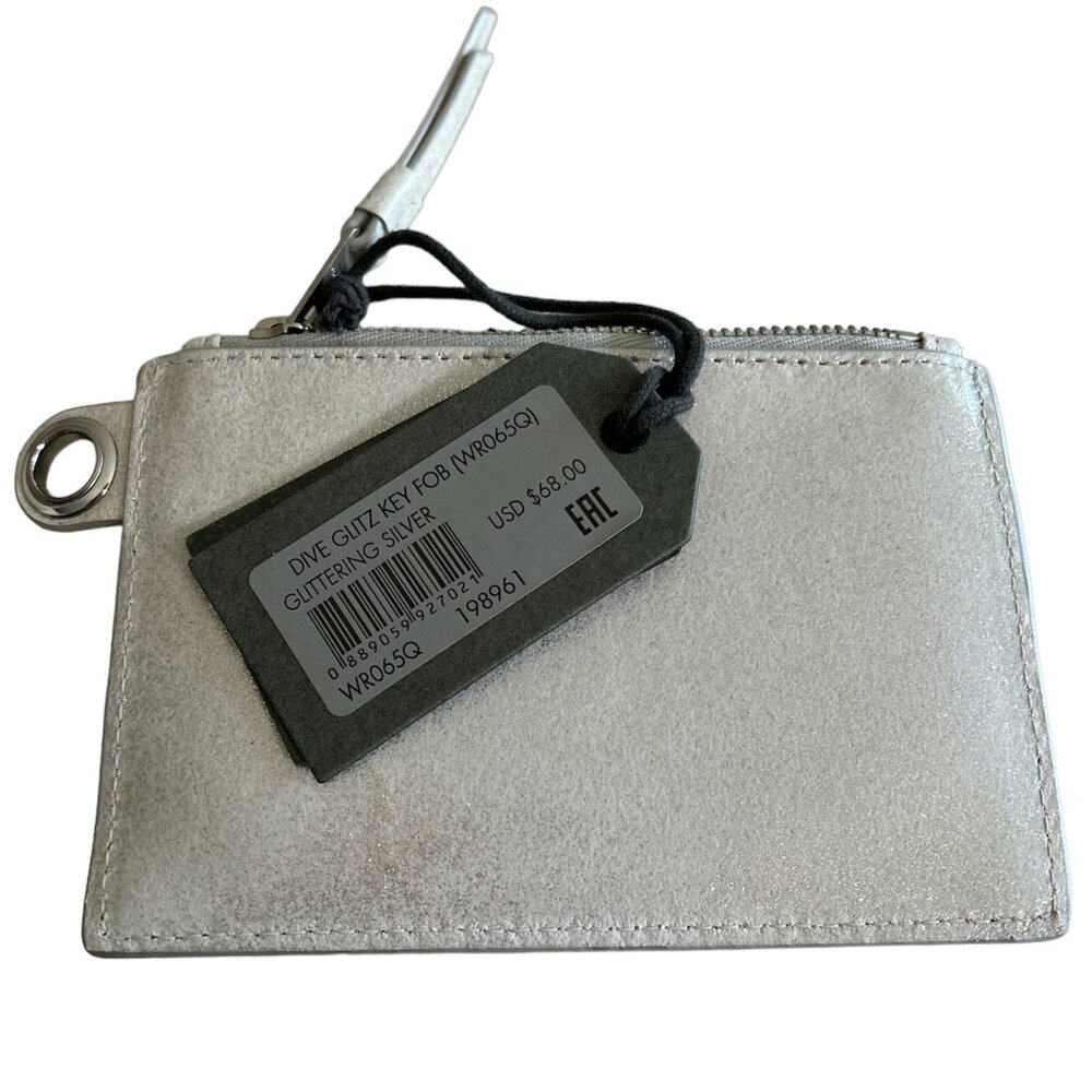ALLSAINTS Dive Glitz Key Fob/Card/Coin Holder In‎ Glittering Silver